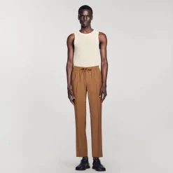Pantalons & Shorts*SANDRO Pantalon Droit élastiqué Camel