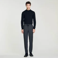 Pantalons & Shorts*SANDRO Pantalon Droit élastiqué gris chiné