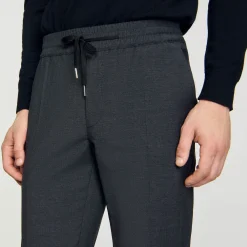 Pantalons & Shorts*SANDRO Pantalon Droit élastiqué gris chiné