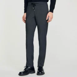 Pantalons & Shorts*SANDRO Pantalon Droit élastiqué gris chiné