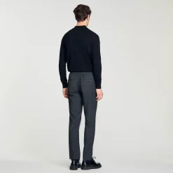 Pantalons & Shorts*SANDRO Pantalon Droit élastiqué gris chiné