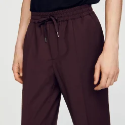 Pantalons & Shorts*SANDRO Pantalon Droit élastiqué Marron Foncé