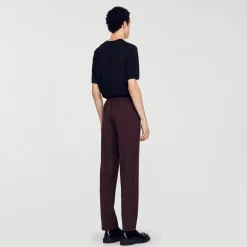 Pantalons & Shorts*SANDRO Pantalon Droit élastiqué Marron Foncé