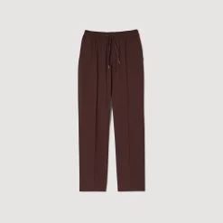 Pantalons & Shorts*SANDRO Pantalon Droit élastiqué Marron Foncé