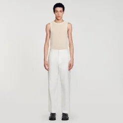 Pantalons & Shorts*SANDRO Pantalon En Lin Et Coton blanc