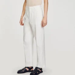Pantalons & Shorts*SANDRO Pantalon En Lin Et Coton blanc