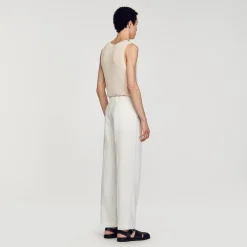 Pantalons & Shorts*SANDRO Pantalon En Lin Et Coton blanc