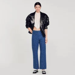 Ensembles|Pantalons & Jeans*SANDRO Pantalon En Maille Fantaisie Bleu
