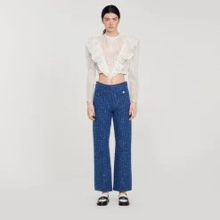 Ensembles|Pantalons & Jeans*SANDRO Pantalon En Maille Fantaisie Bleu