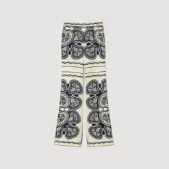 Ensembles|Pantalons & Jeans*SANDRO Pantalon Fluide Imprimé Beige / Marine