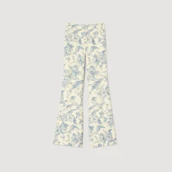 Ensembles|Pantalons & Jeans*SANDRO Pantalon Fluide Imprimé Ecru / Bleu