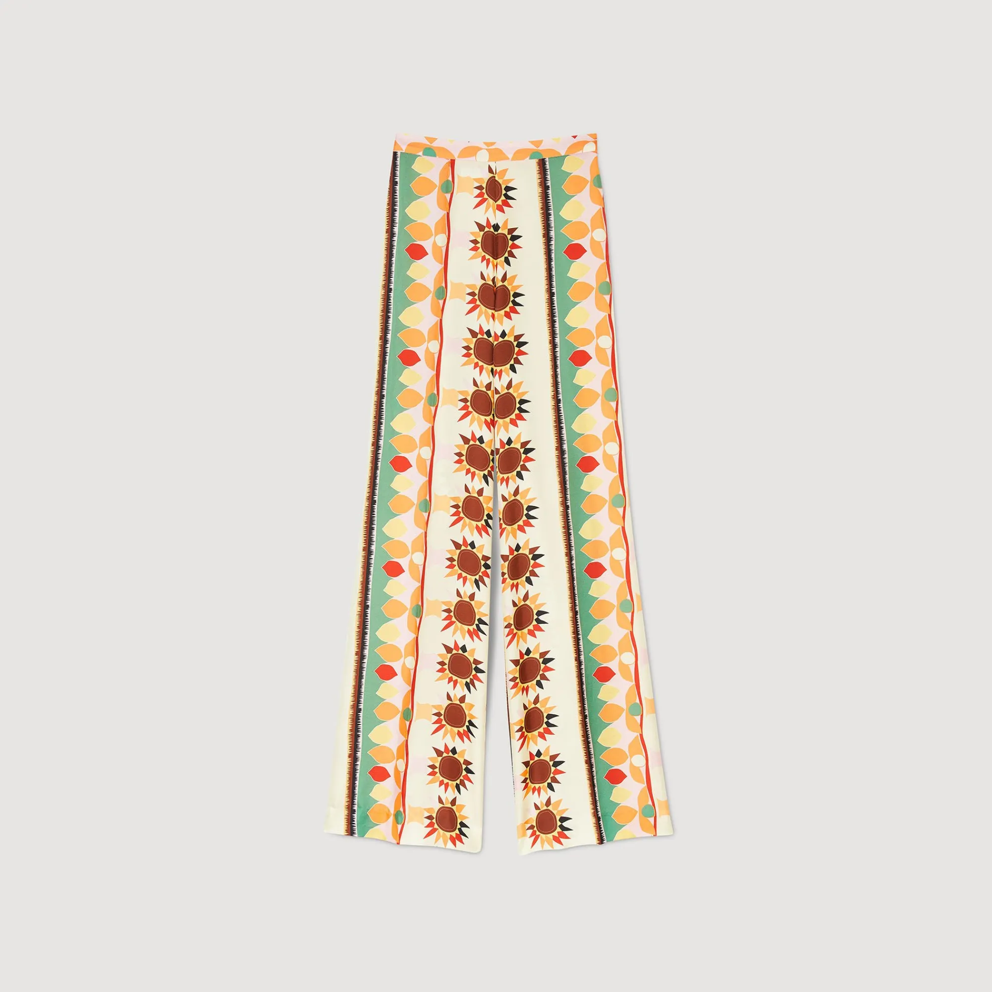 Pantalons & Jeans*SANDRO Pantalon Fluide Imprimé Beige / Multicolore