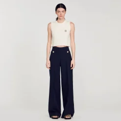 Costumes|Pantalons & Jeans*SANDRO Pantalon Large Bleu marine
