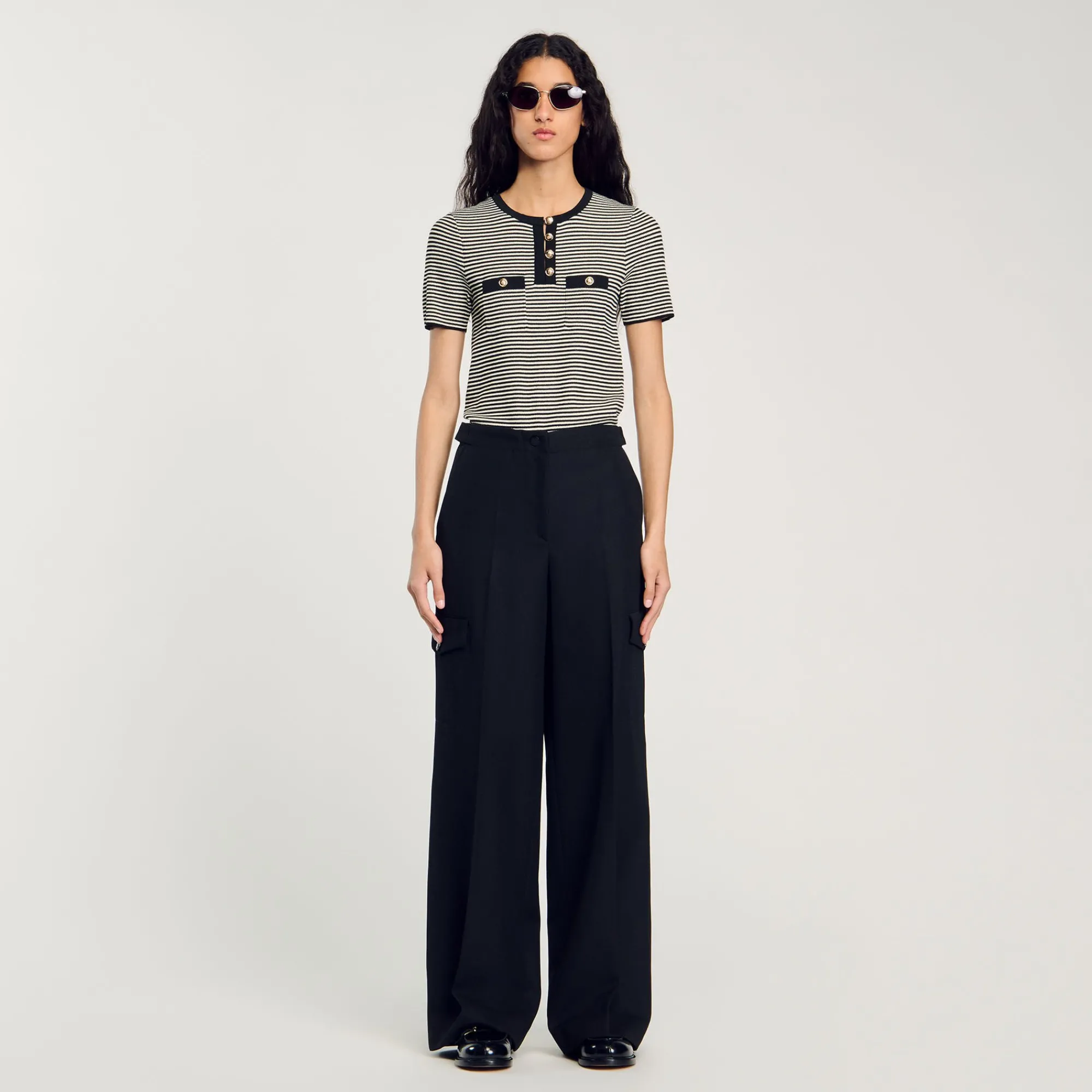 Pantalons & Jeans*SANDRO Pantalon Large Noir