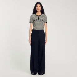 Pantalons & Jeans*SANDRO Pantalon Large Noir