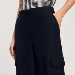 Pantalons & Jeans*SANDRO Pantalon Large Noir