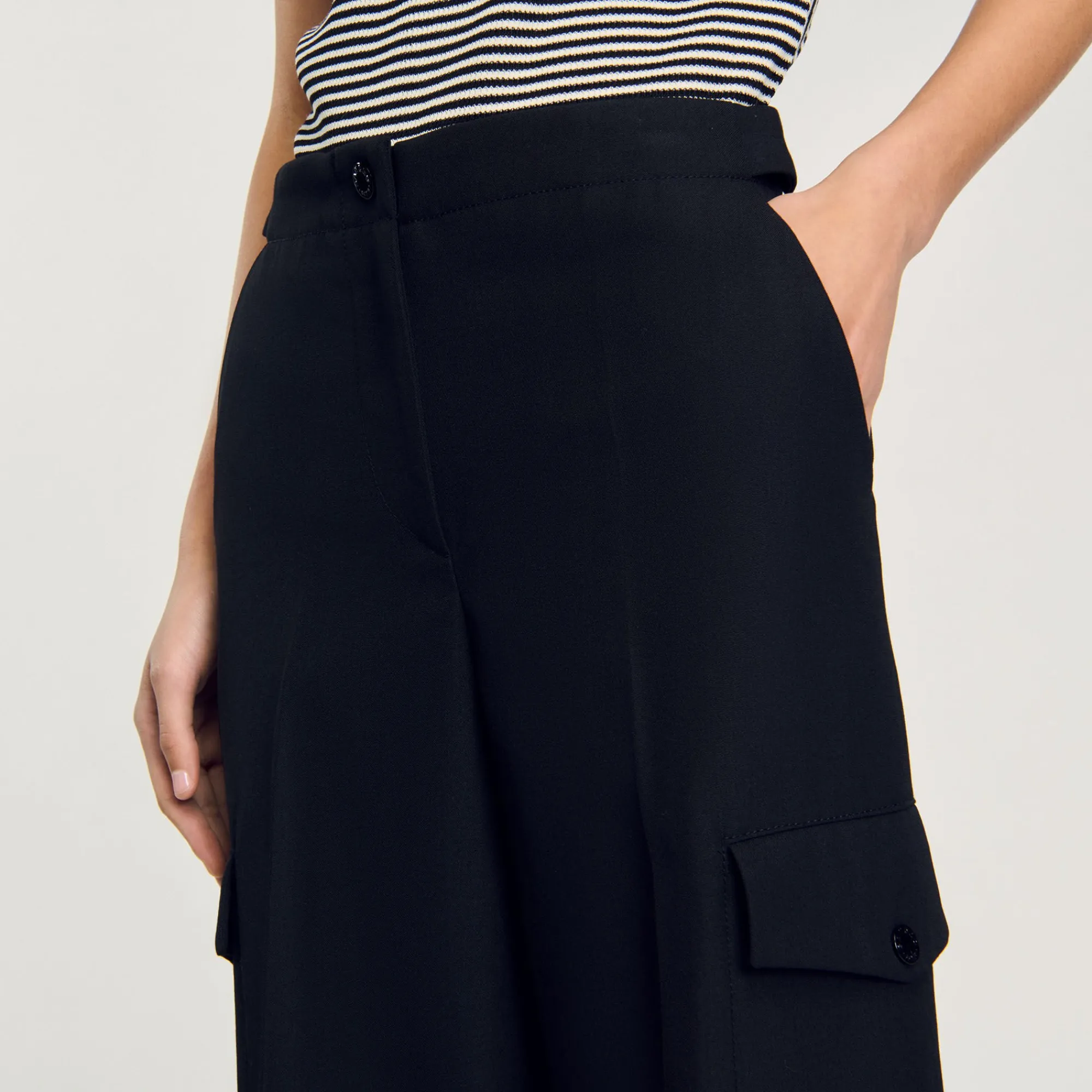 Pantalons & Jeans*SANDRO Pantalon Large Noir