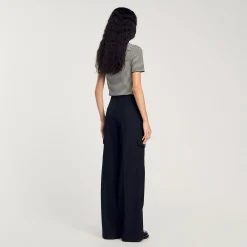 Pantalons & Jeans*SANDRO Pantalon Large Noir