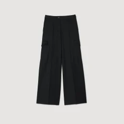 Pantalons & Jeans*SANDRO Pantalon Large Noir
