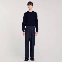 Pantalons & Shorts*SANDRO Pantalon Large à Plis Marine