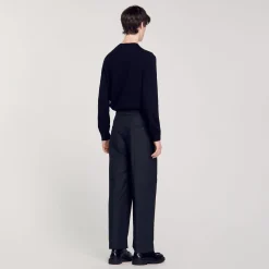Pantalons & Shorts*SANDRO Pantalon Large à Plis Marine