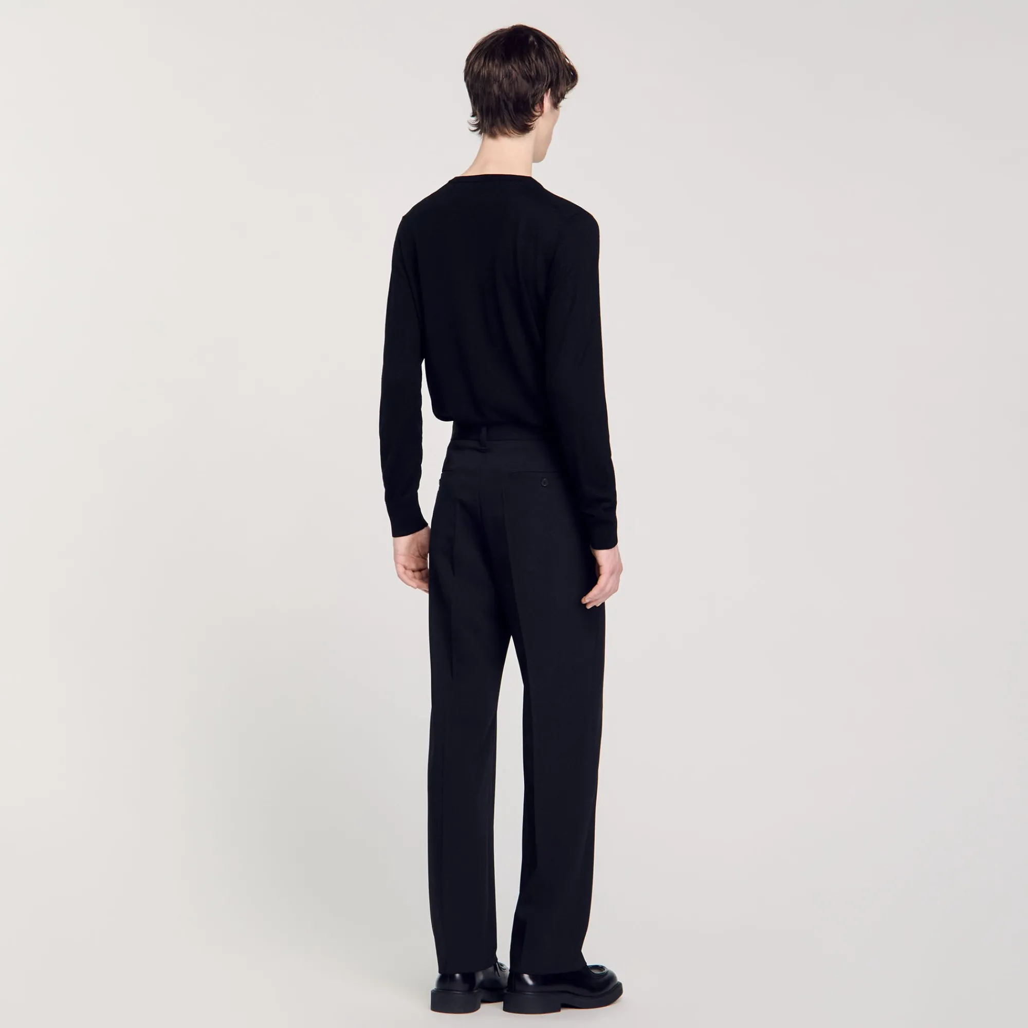 Pantalons & Shorts*SANDRO Pantalon Large En Laine Noir