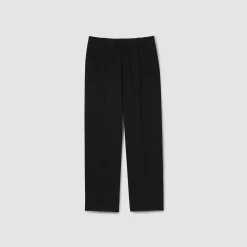 Pantalons & Shorts*SANDRO Pantalon Large En Laine Noir