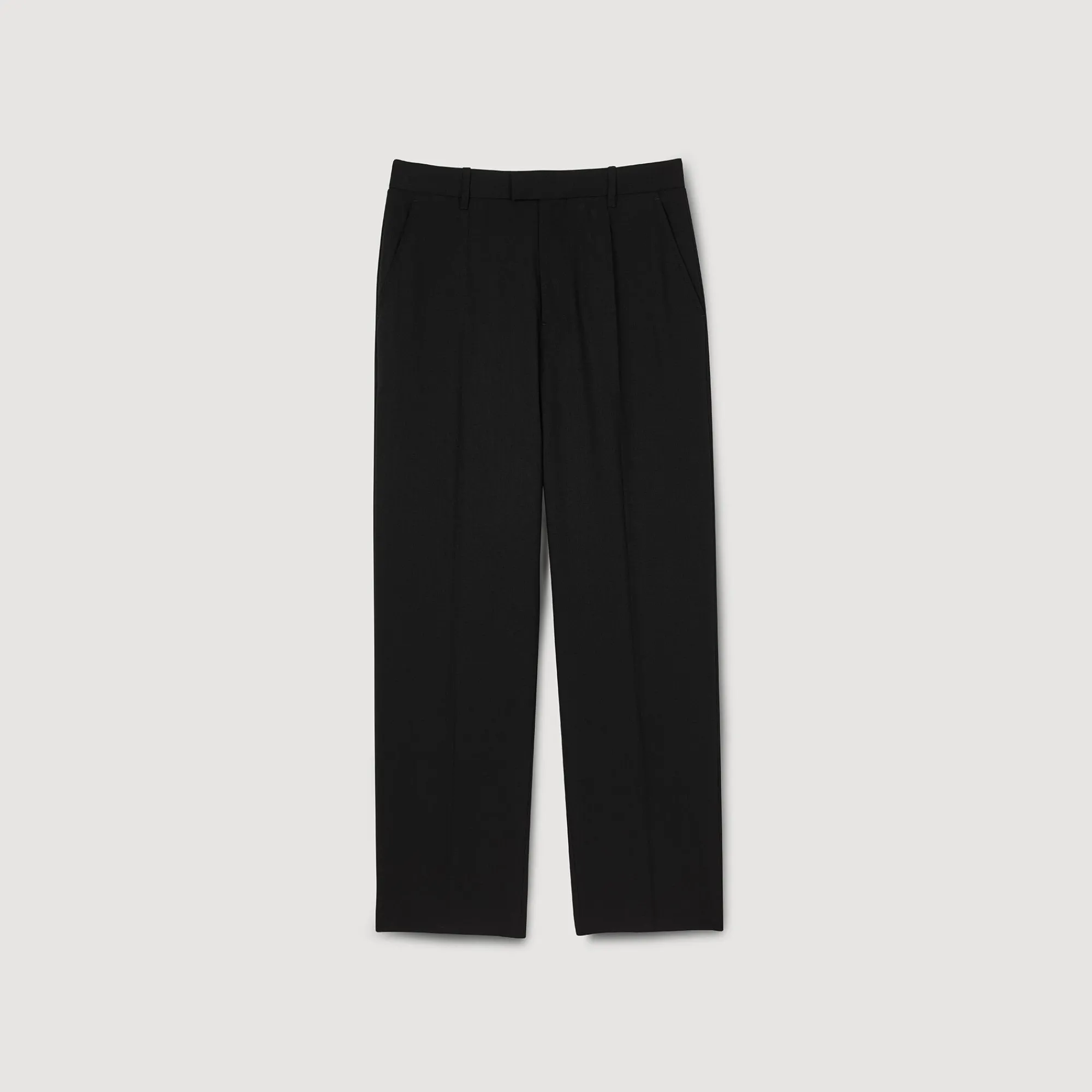 Pantalons & Shorts*SANDRO Pantalon Large En Laine Noir