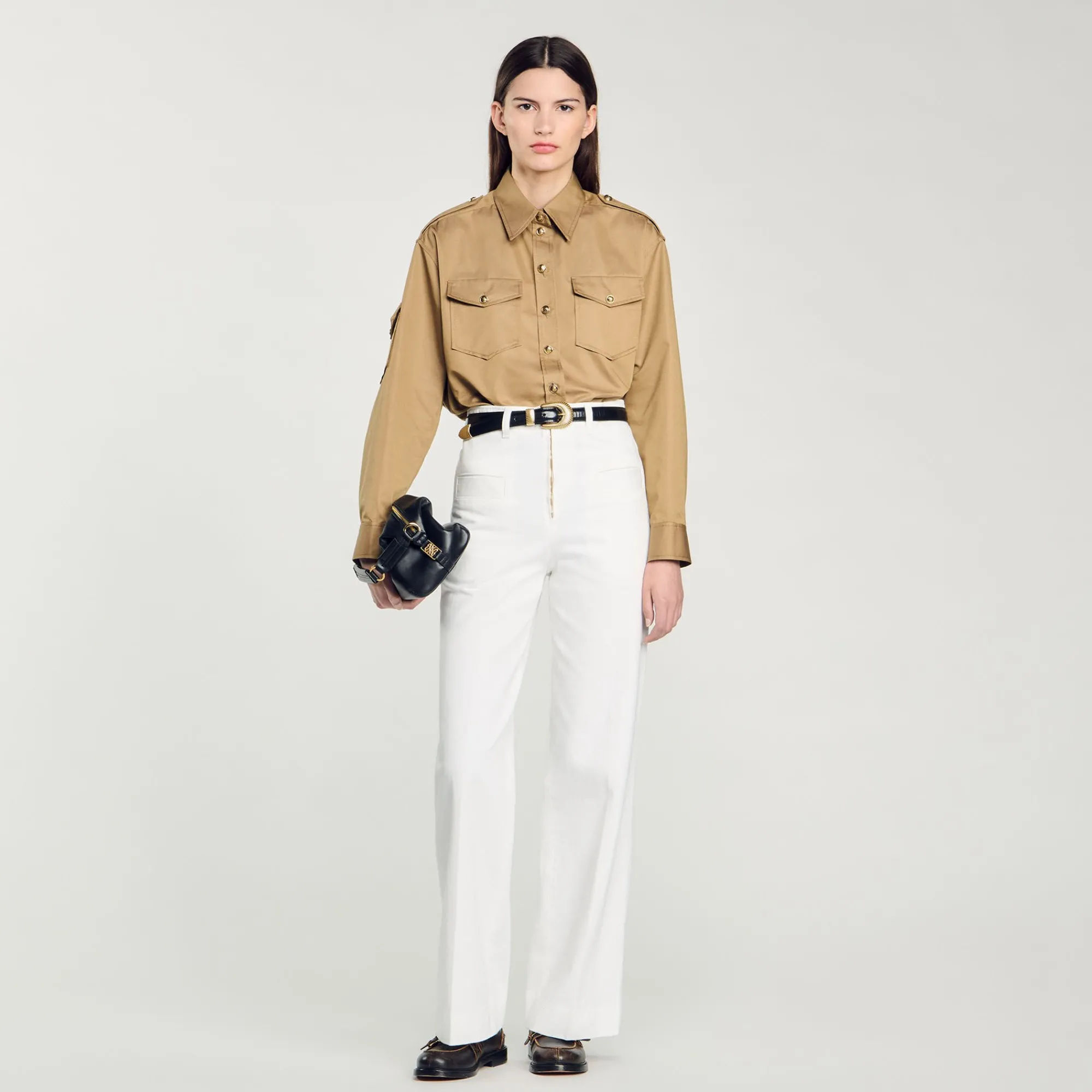 Pantalons & Jeans*SANDRO Pantalon Large En Toile blanc