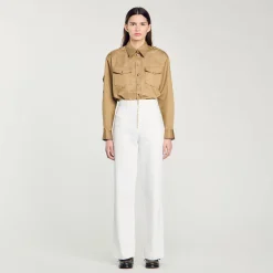 Pantalons & Jeans*SANDRO Pantalon Large En Toile blanc