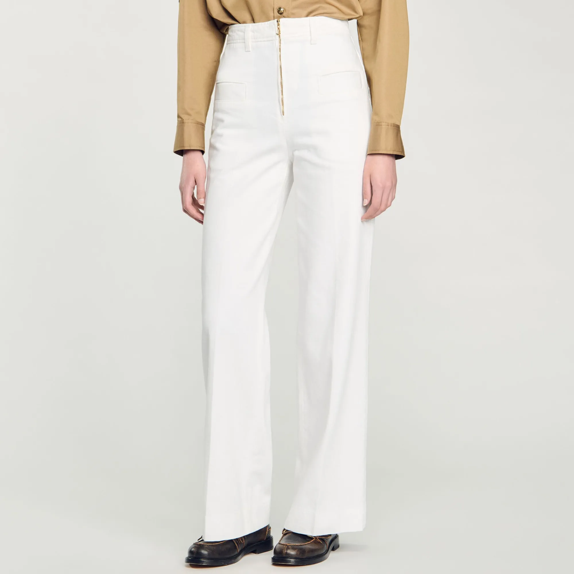 Pantalons & Jeans*SANDRO Pantalon Large En Toile blanc