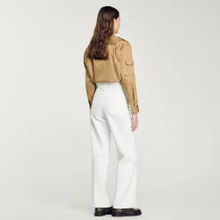 Pantalons & Jeans*SANDRO Pantalon Large En Toile blanc