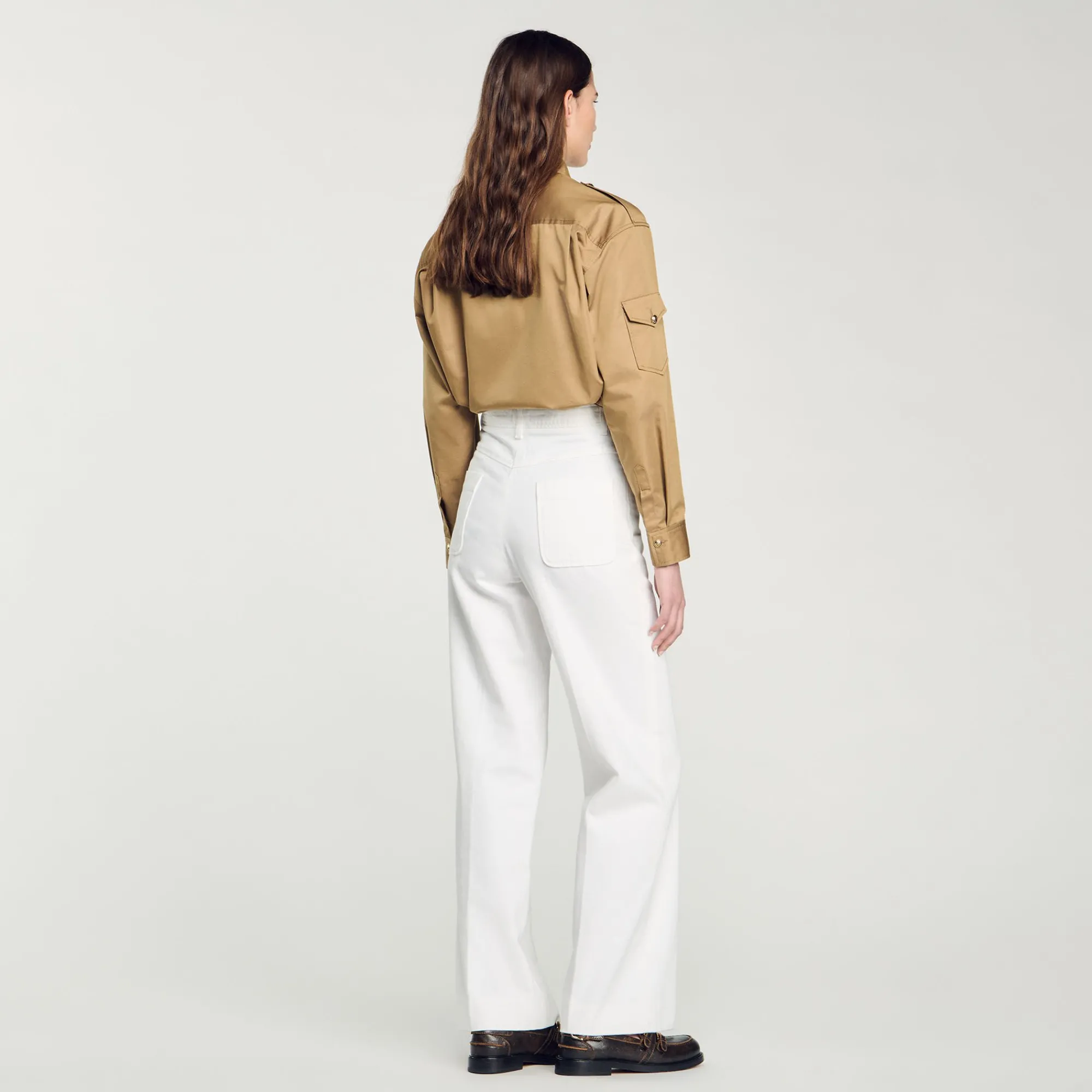 Pantalons & Jeans*SANDRO Pantalon Large En Toile blanc