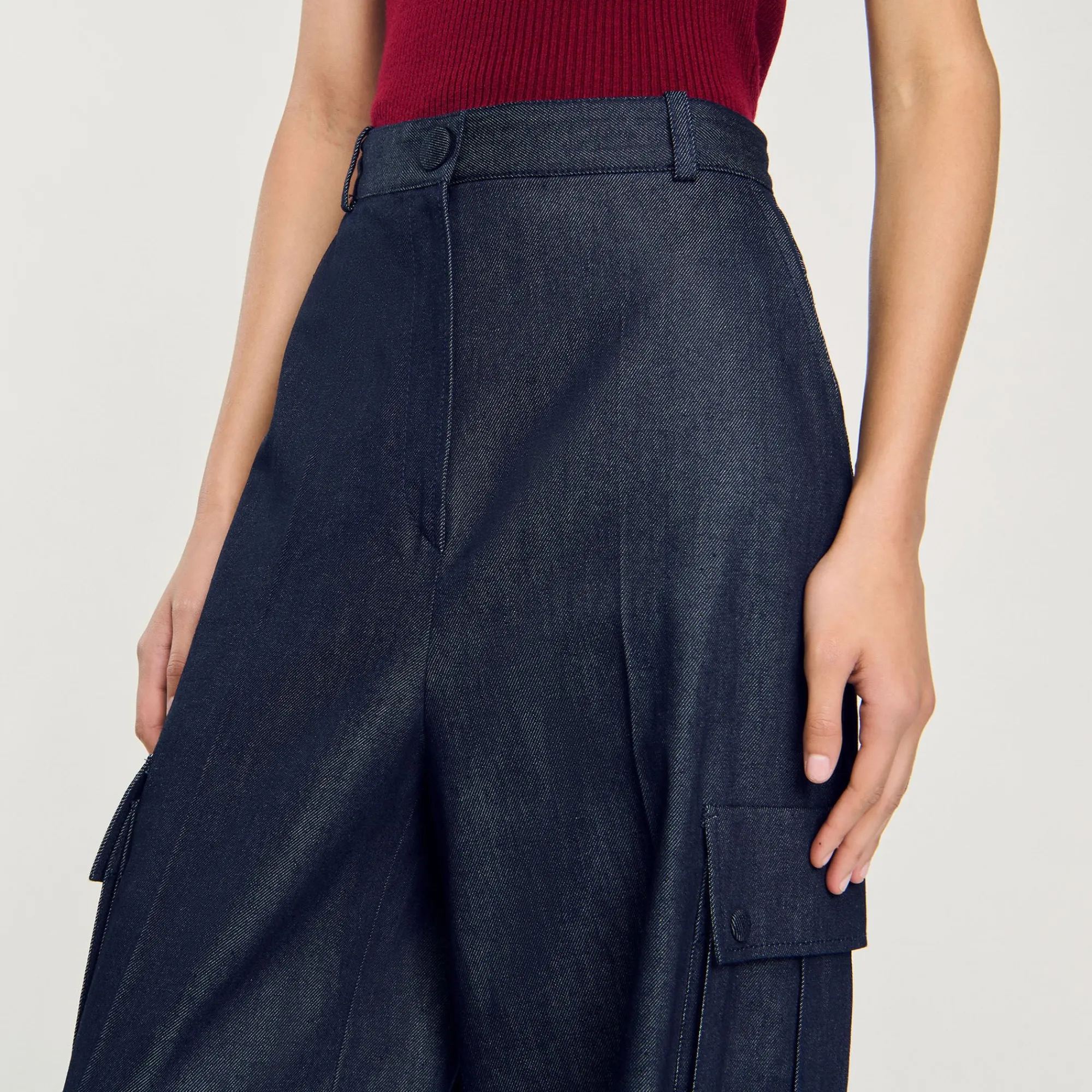 Pantalons & Jeans*SANDRO Pantalon Modulable En Jean Bleu brut