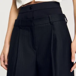 Pantalons & Jeans*SANDRO Pantalon Rayé à Double Ceinture Noir