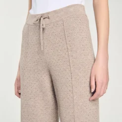 Ensembles|Pantalons & Jeans*SANDRO Pantalon Strassé En Maille Beige