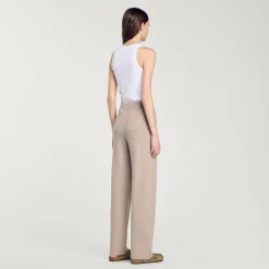 Ensembles|Pantalons & Jeans*SANDRO Pantalon Strassé En Maille Beige