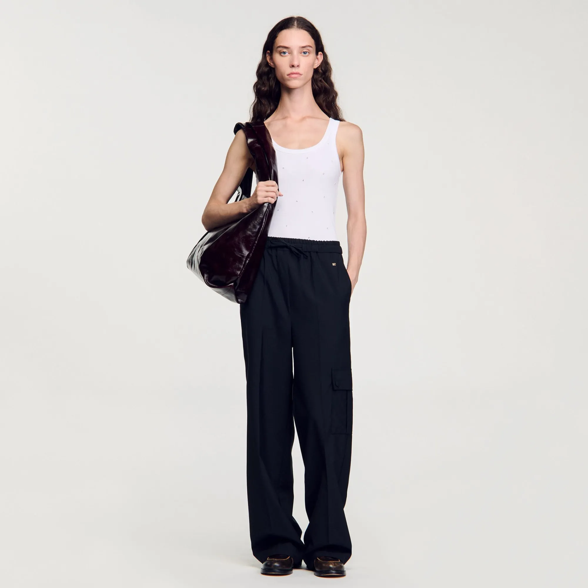 Pantalons & Jeans*SANDRO Pantalon Taille élastiquée Noir