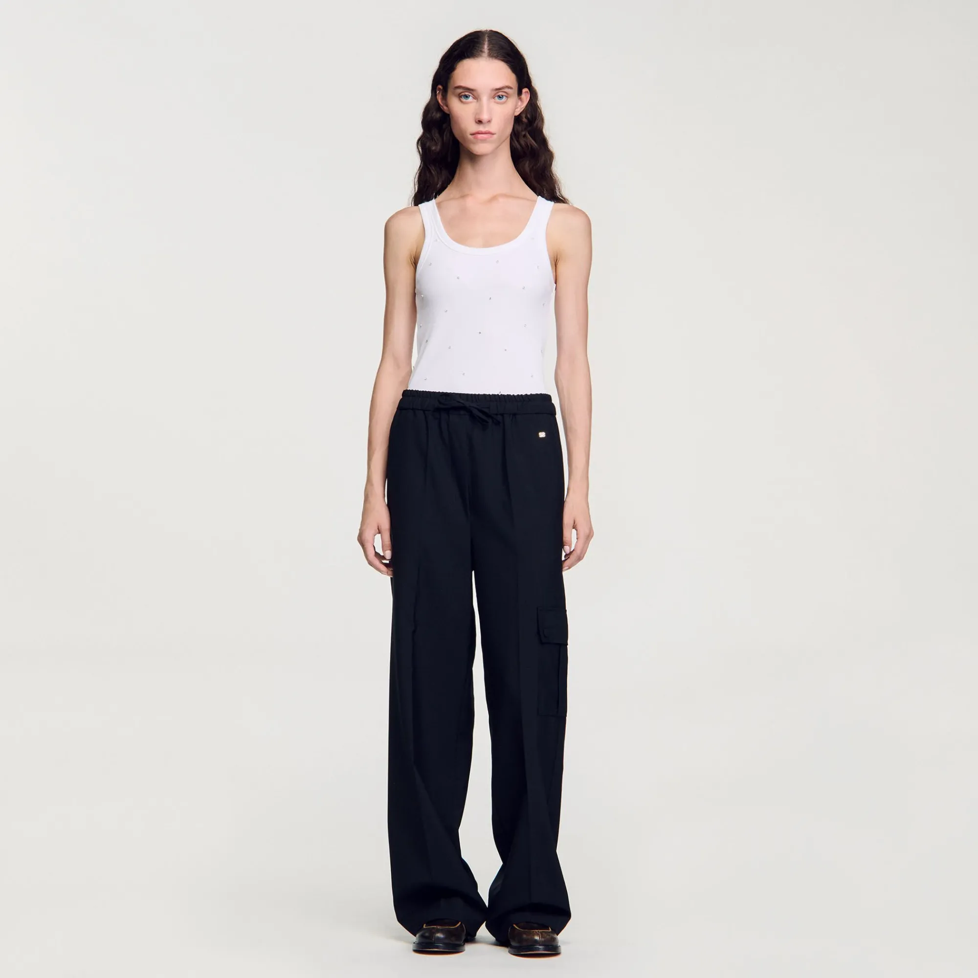 Pantalons & Jeans*SANDRO Pantalon Taille élastiquée Noir