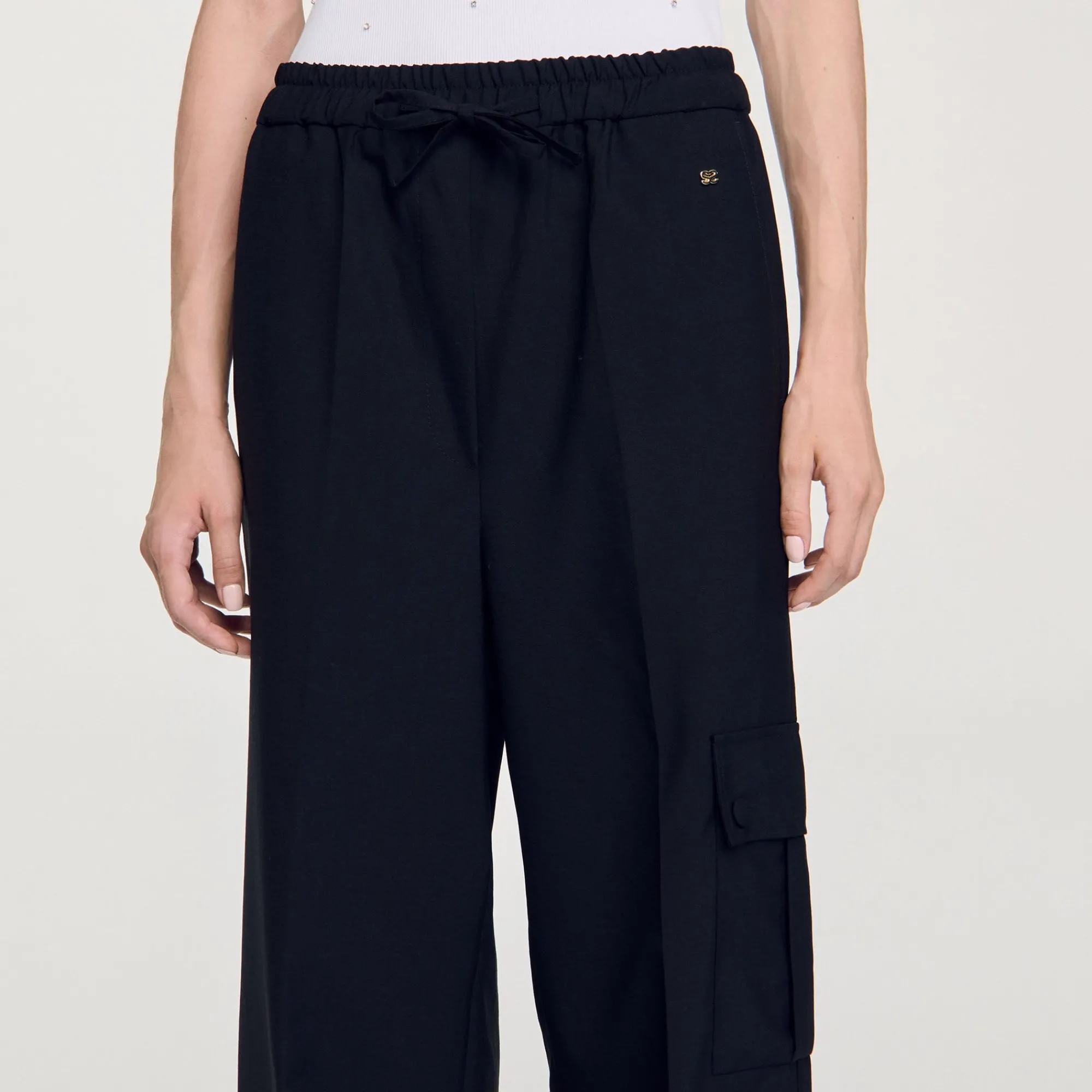 Pantalons & Jeans*SANDRO Pantalon Taille élastiquée Noir
