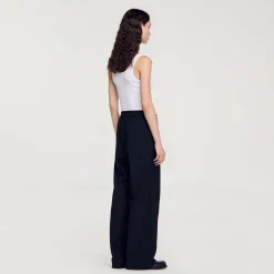 Pantalons & Jeans*SANDRO Pantalon Taille élastiquée Noir
