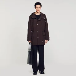 Manteaux & Blousons*SANDRO Parka En Coton Marron Foncé