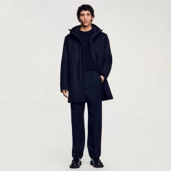 Manteaux & Blousons*SANDRO Parka En Laine à Capuche Marine