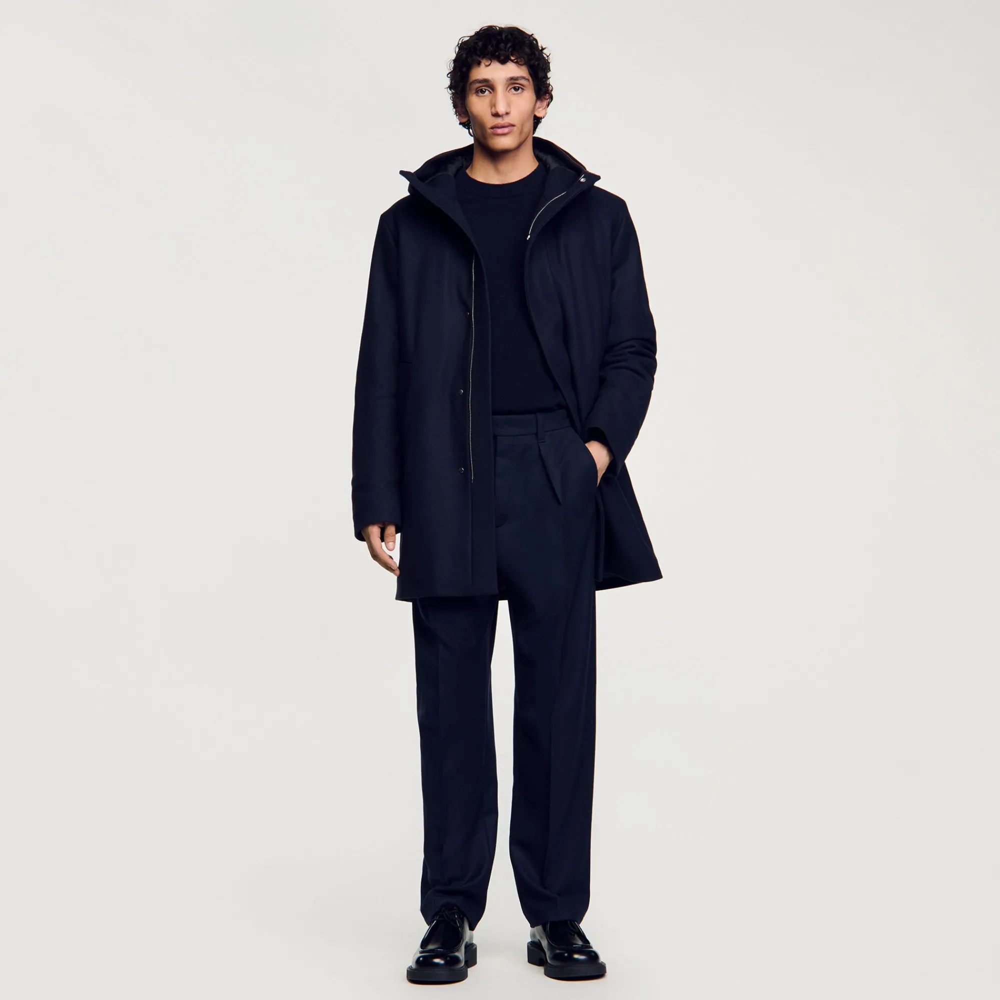 Manteaux & Blousons*SANDRO Parka En Laine à Capuche Marine