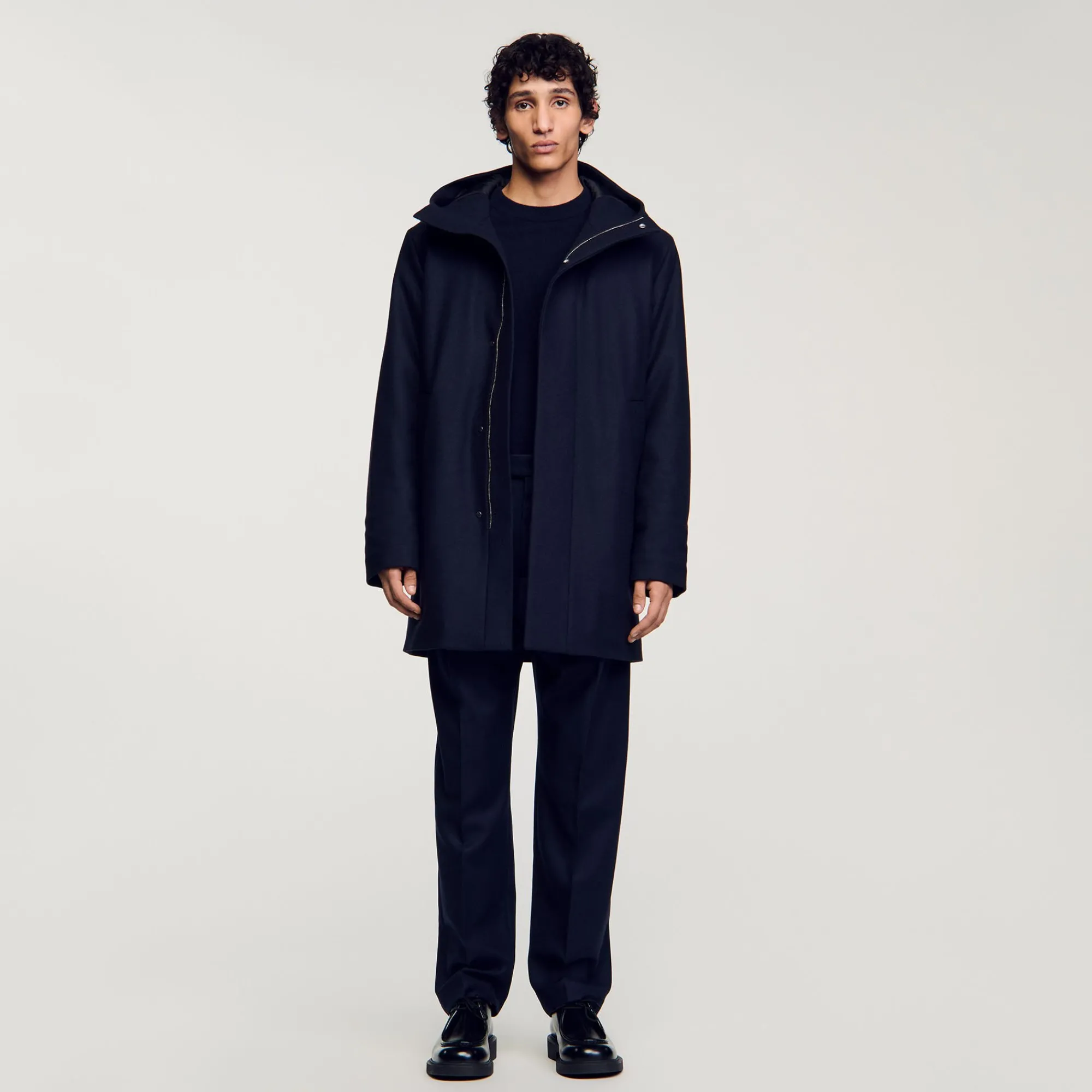 Manteaux & Blousons*SANDRO Parka En Laine à Capuche Marine