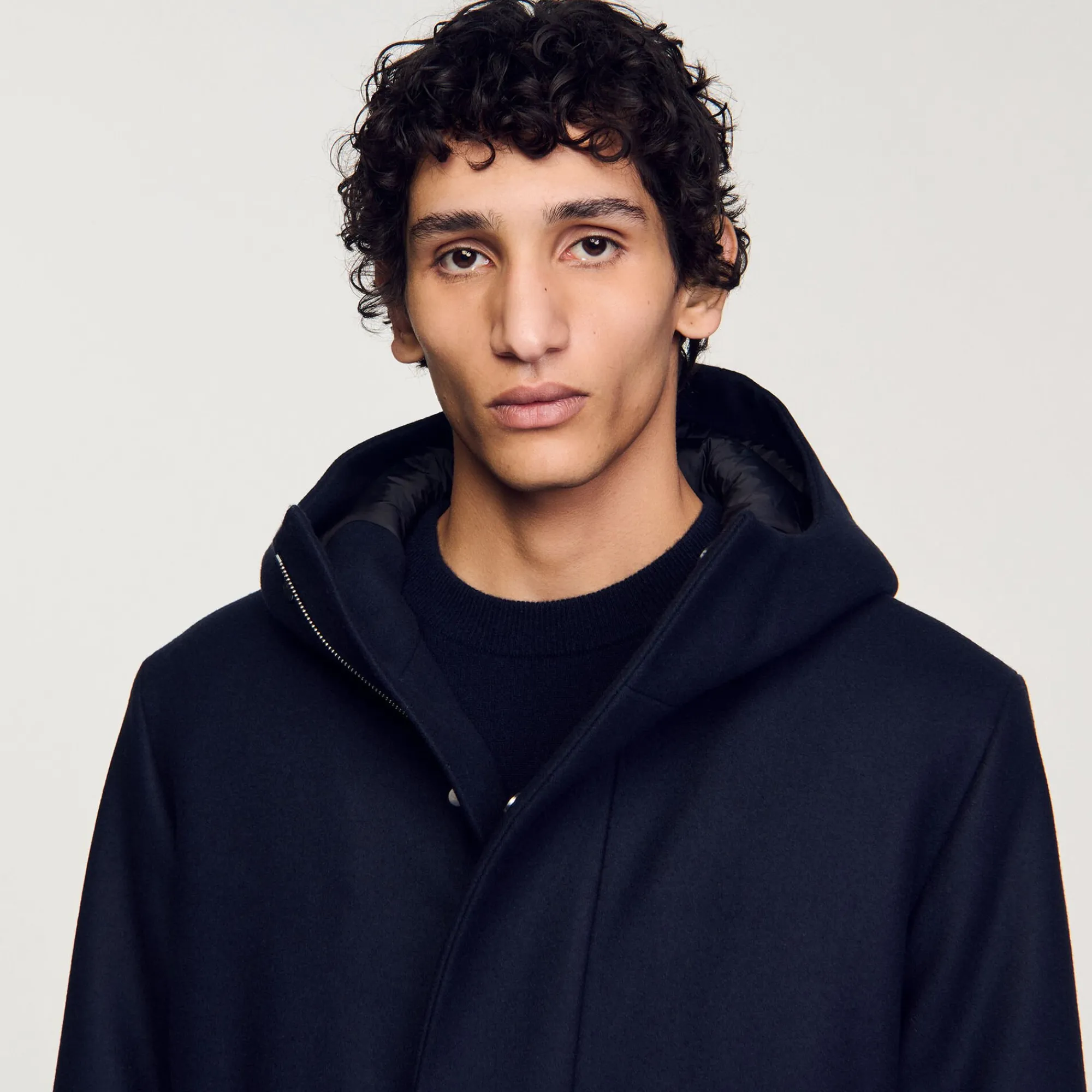 Manteaux & Blousons*SANDRO Parka En Laine à Capuche Marine