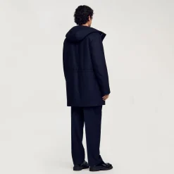 Manteaux & Blousons*SANDRO Parka En Laine à Capuche Marine