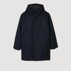 Manteaux & Blousons*SANDRO Parka En Laine à Capuche Marine