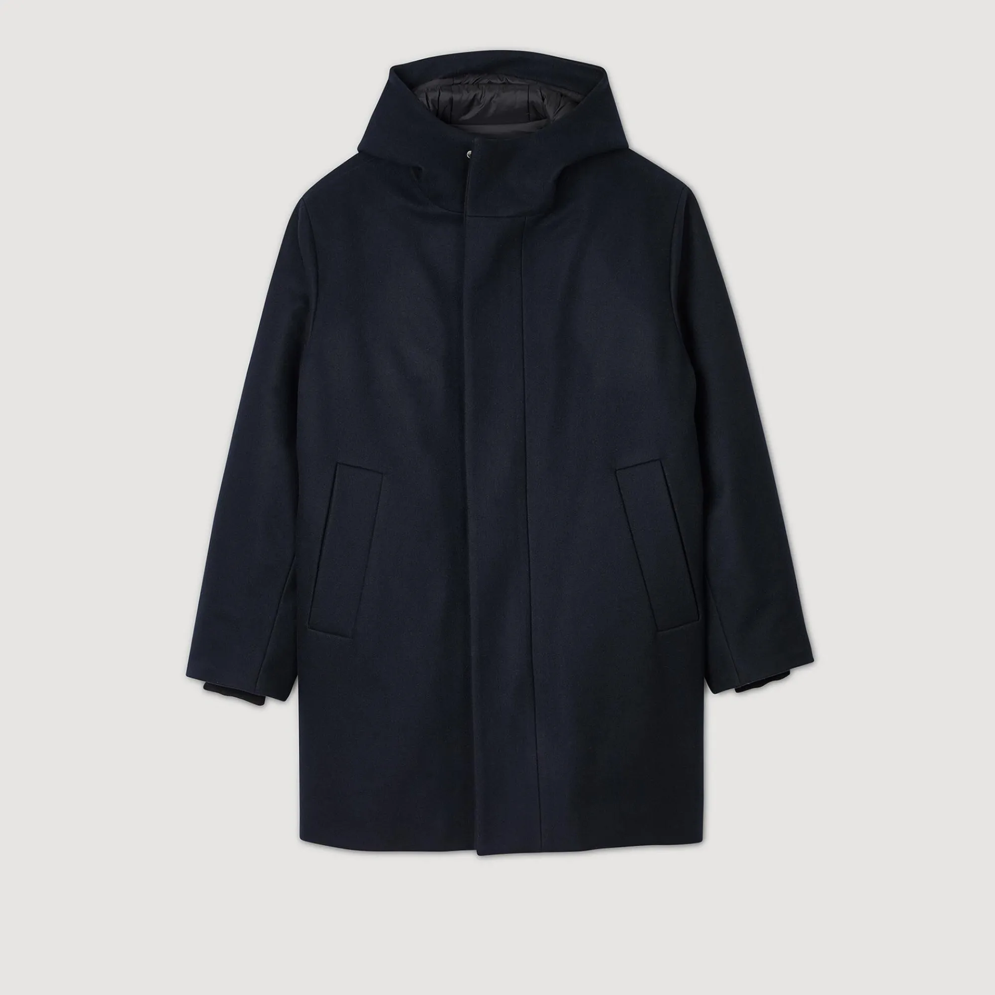Manteaux & Blousons*SANDRO Parka En Laine à Capuche Marine