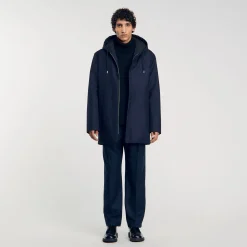 Manteaux & Blousons*SANDRO Parka Zippée à Capuche Marine